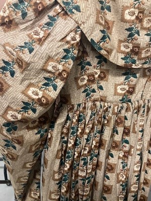 Lot 2000 - Circa 1830s Cotton Dress, printed with floral...