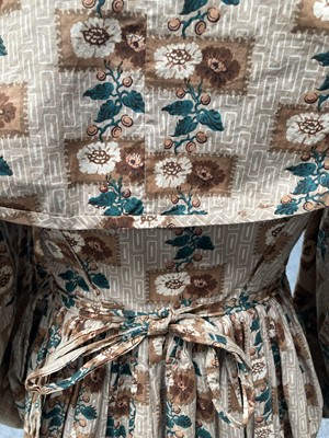 Lot 2000 - Circa 1830s Cotton Dress, printed with floral...