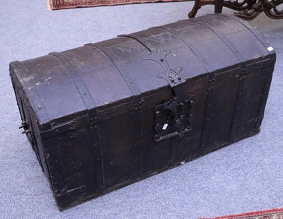 Lot 1143 - An 18th century Dome Topped Metal Bound Trunk,...