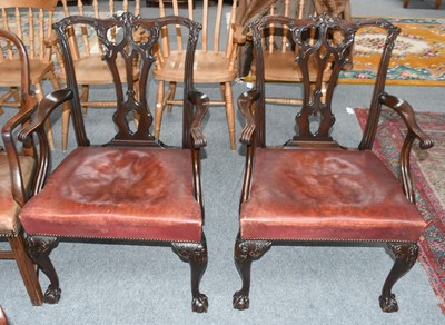 Lot 1246 - A Pair of George III Mahogany Open Armchairs,...