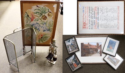 Lot 358 - Ornamental Items, including a firescreen with...