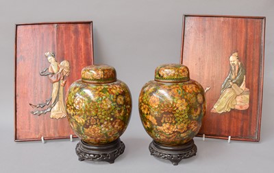 Lot 136 - A Pair of Chinese Cloisonne Ginger Jars and...