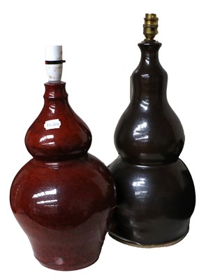 Lot 193 - A Pair of Studio Pottery Double Gourd Lamp Bases
