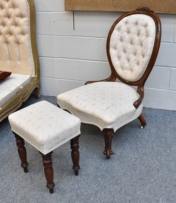 Lot 1116 - A Late Victorian Walnut Framed Nursing Chair,...