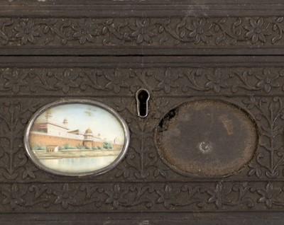 Lot 120 - An Indian Ivory-Mounted Hardwood Box and Cover,...