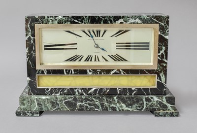 Lot 133 - An Art Deco Green Marble Mantel Clock,...