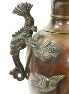Lot 93 - A Pair of Japanese Bronze Vases, Meiji period,...