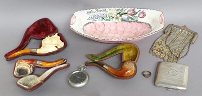 Lot 161 - Three Meerschaum Pipes (Cased), silver...