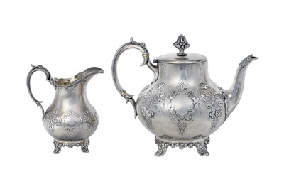 Lot 2269 - A Victorian Provincial Silver Teapot and Cream-Jug