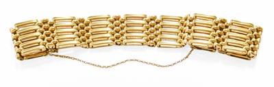 Lot 242 - A 9 Carat Gold Gate Link Bracelet, length...