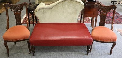 Lot 1078 - An Oversized Footstool, with red faux leather...