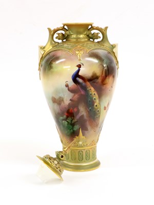 Lot 80 - A Royal Worcester Porcelain Twin-Handled Vase...