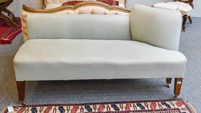 Lot 1115 - A Small Day Bed, upholstered in duck egg blue,...