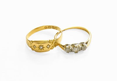 Lot 207 - An 18 Carat Gold Diamond Three Stone Ring,...