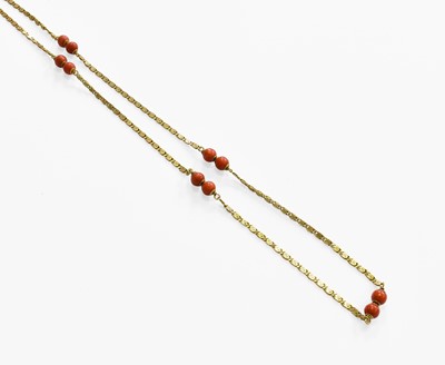 Lot 206 - A 9 Carat Gold Coral Necklace, length 76cm