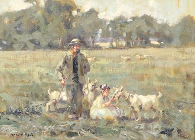 Lot 1013 - David Hyde (b.1947) Figures and Goats Signed,...