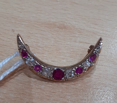 Lot 2115 - A Synthetic Ruby and Diamond Brooch the...