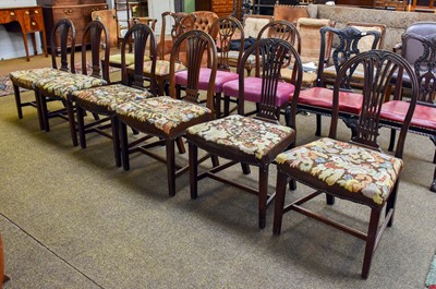 Lot 1196 - Six George III Mahogany Dining Chairs