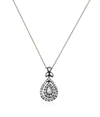 Lot 2201 - A Diamond Necklace the rose cut pear diamond...