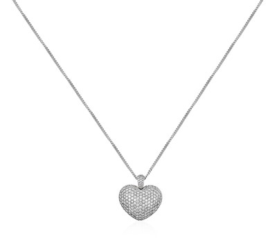 Lot 2238 - A Diamond Heart Pendant on Chain set...