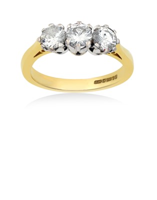 Lot 2255 - An 18 Carat Gold Diamond Three Stone Ring the...