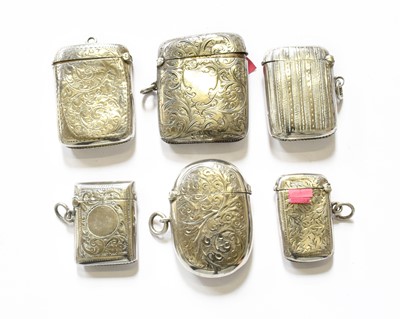 Lot 151 - A Collection of Six Various Silver Vesta-Cases,...