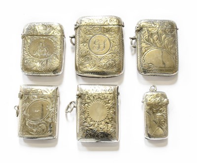 Lot 153 - A Collection of Six Various Silver Vesta-Cases,...