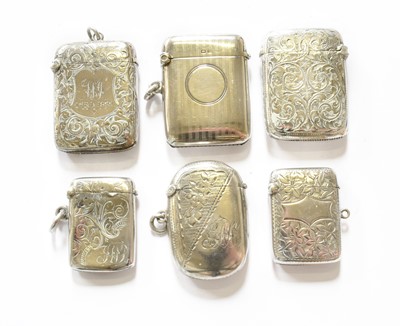 Lot 159 - A Collection of Six Various Silver Vesta-Cases,...