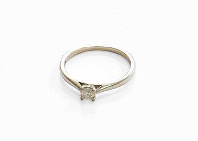 Lot 190 - An 18 Carat White Gold Diamond Solitaire Ring,...