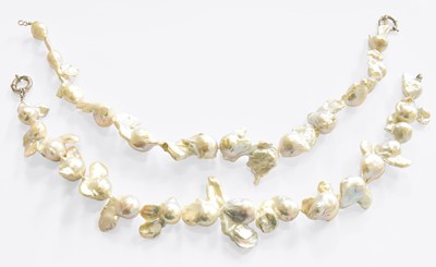 Lot 254 - Two Baroque Cultured Pearl Necklaces, lengths...