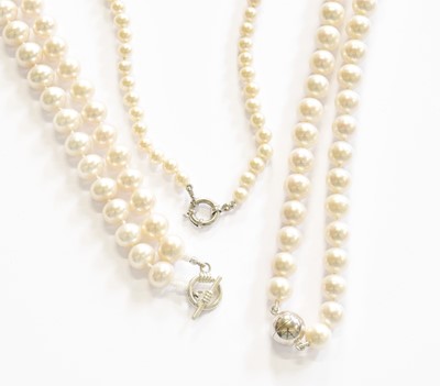 Lot 107A - Three Cultured Pearl Necklaces, of varying...