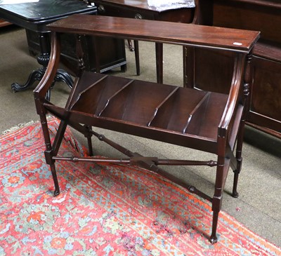 Lot 1205 - A Mahogany Book Trough Table, with turned...