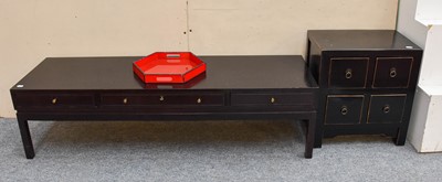 Lot 1117 - A Lacquered Three Drawer Coffee Table, 150cm...