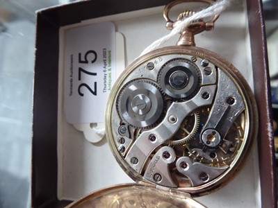 Lot 275 - A 9 Carat Gold Open Faced Pocket Watch