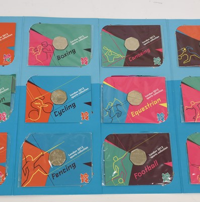 Lot 377 - Complete London 2012 Olympic 50p Collection,...