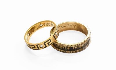 Lot 208 - Two Mourning Rings, including a diamond and...