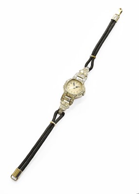 Lot 188 - An Art Deco Diamond Set Platinum Wristwatch