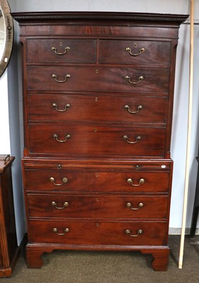 Lot 1158 - A George III Mahogany Chest on Chest, 122cm by...