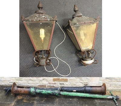 Lot 588 - A Pair of Victorian Cast Metal Street Lamps,...