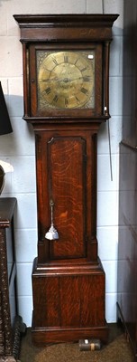 Lot 1150 - An oak thirty hour longcase clock, arch...