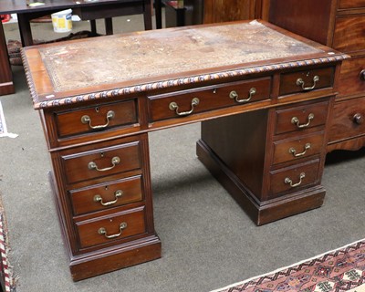 Lot 1174 - A Reproduction Leather Inset Twin Pedestal...