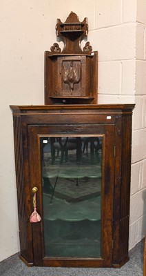 Lot 1122 - A George III Oak Glazed Hanging Corner...