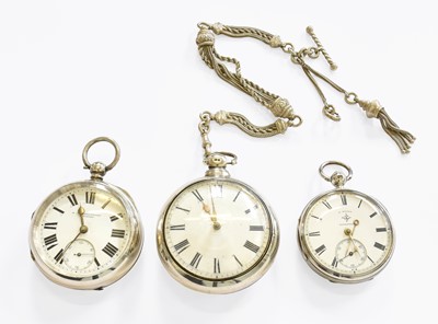 Lot 281 - Two Silver Pocket Watches and A Silver Pair...