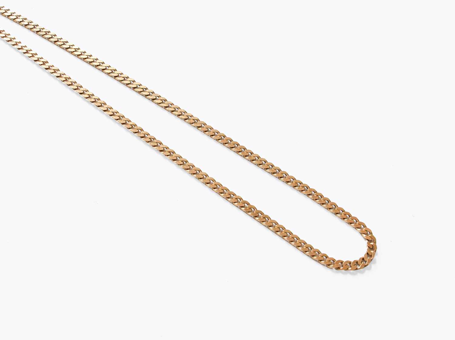 Lot 263 - A 9 Carat Gold Flat Curb Link Necklace, length...