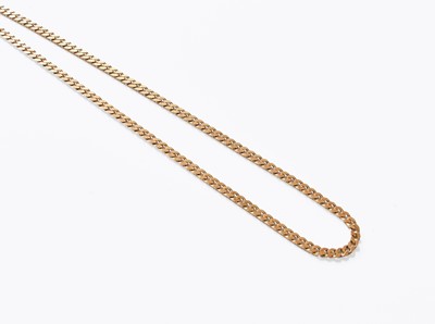 Lot 263 - A 9 Carat Gold Flat Curb Link Necklace, length...