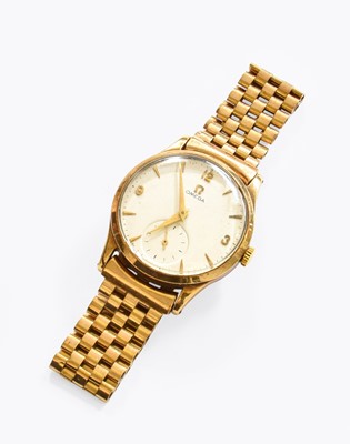 Lot 282 - A 9 Carat Gold Wristwatch, signed Omega, 1954,...