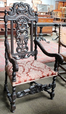 Lot 1203 - A Victorian Carved Walnut Armchair, in 17th...