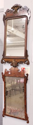 Lot 1233 - A Georgian Style Walnut Fret Mirror, parcel...