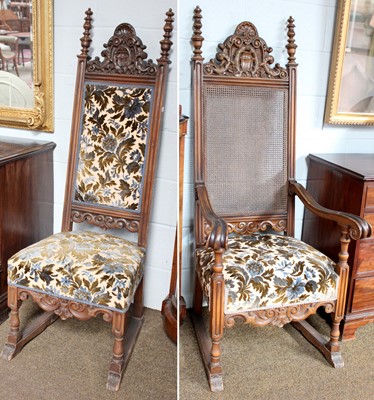 Lot 1103 - A 20th Century Carolean Style Cane Back Carved...