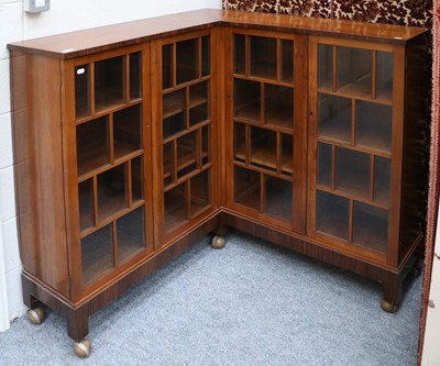 Lot 1148 - A 1930's Glazed Corner Bookcase, rosewood...